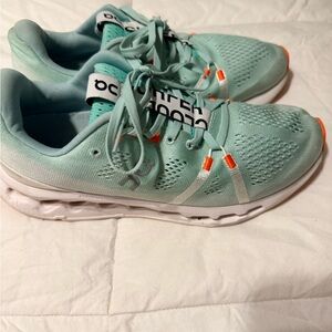 On Running Women's Athletic Shoes in Mint and Orange